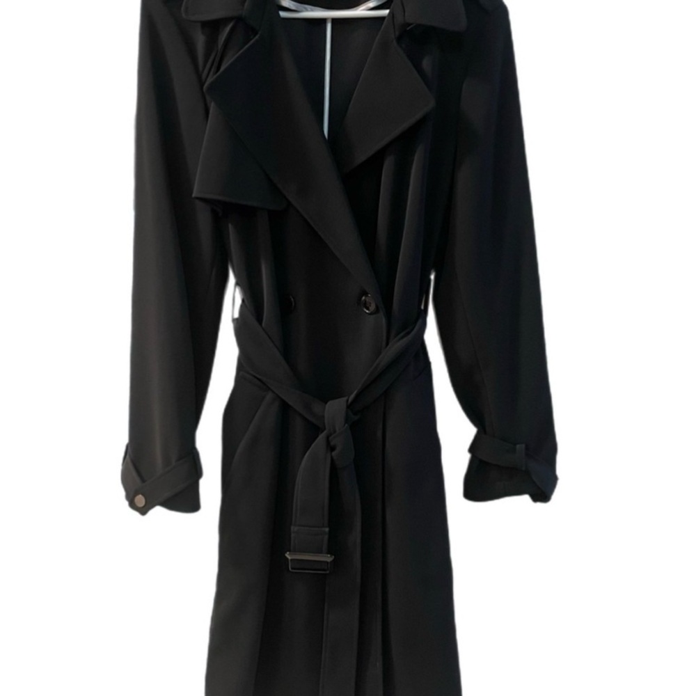 Stylish Black Rain Trench Coat - Picture 2 of 4